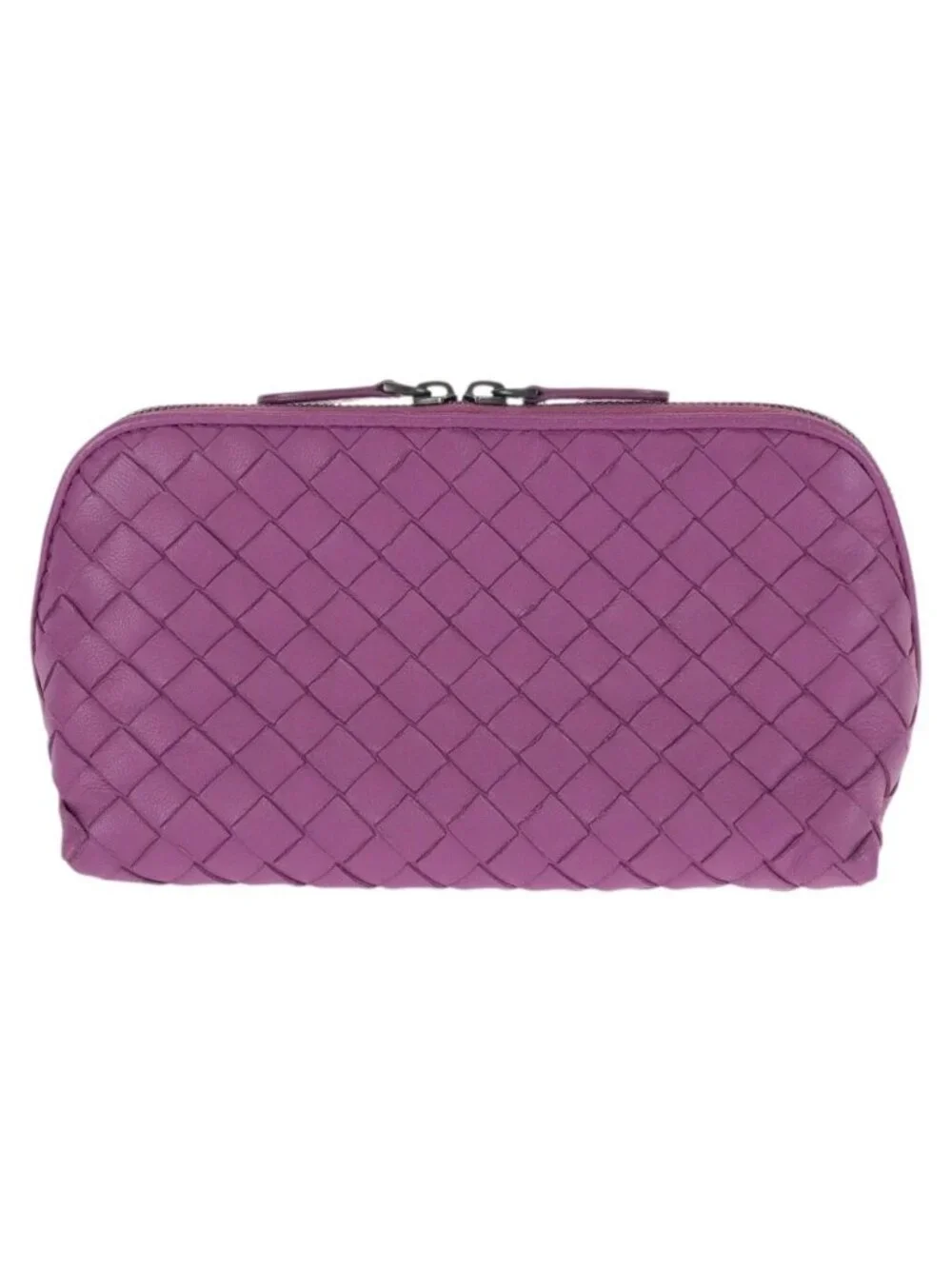 Bottega Veneta Intrecciato Purple Amethyst Leather Pouch Makeup Case